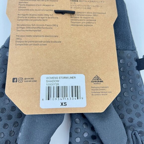 Dakine Storm Liner Glove Womens Size XS Gray Shadow Fleece Grippers Touch Screen - Picture 3 of 4